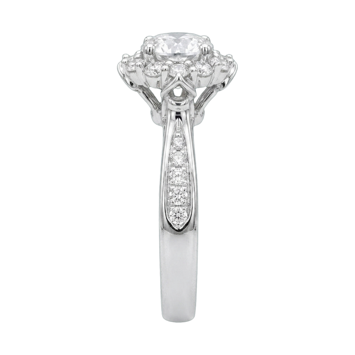 Round Lab-Grown Diamond Petal Basket Setting Ring