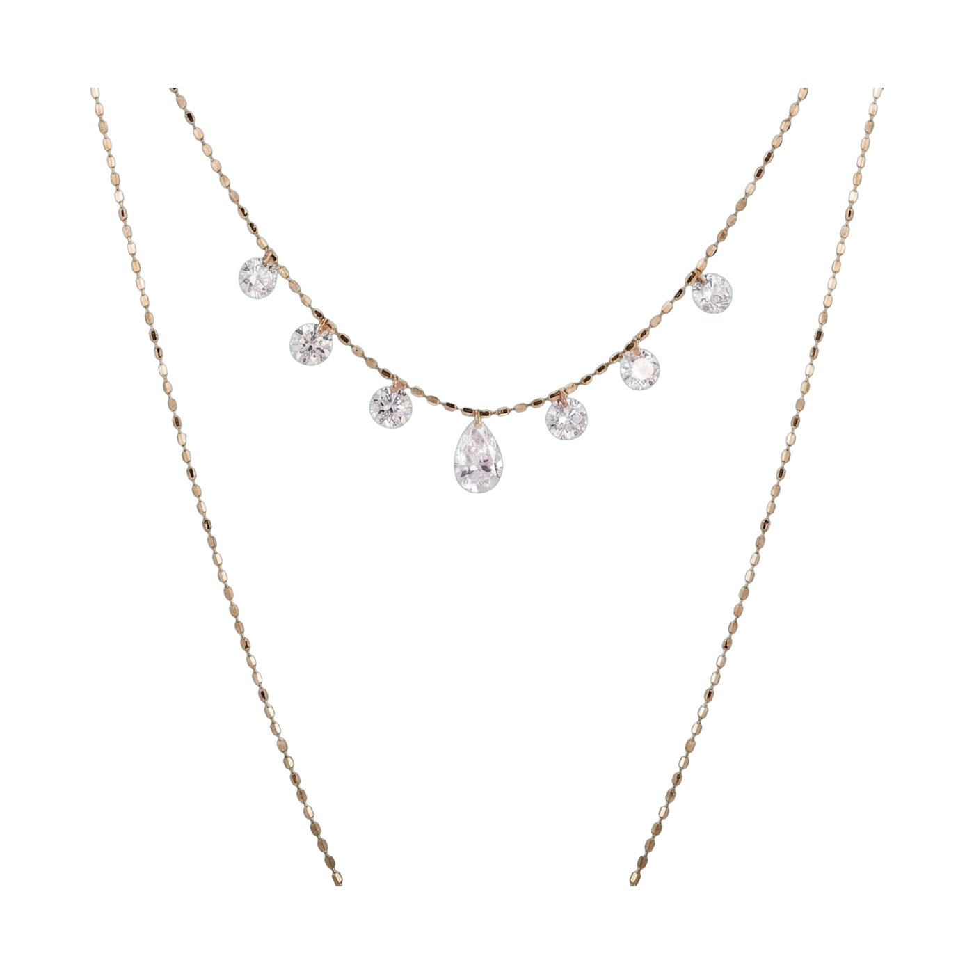 Seven-Stone Pear & Round Lab-Grown Diamond Necklace