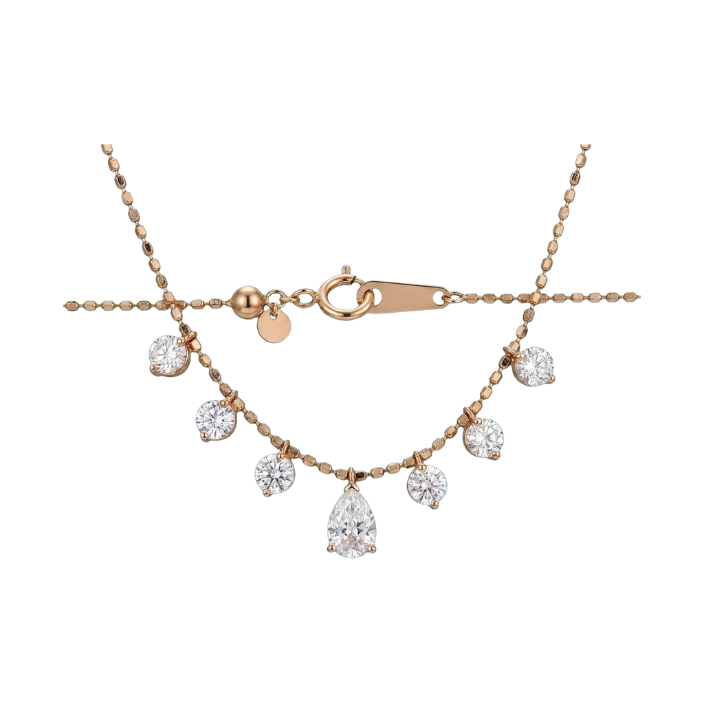 Seven-Stone Pear & Round Lab-Grown Diamond Necklace