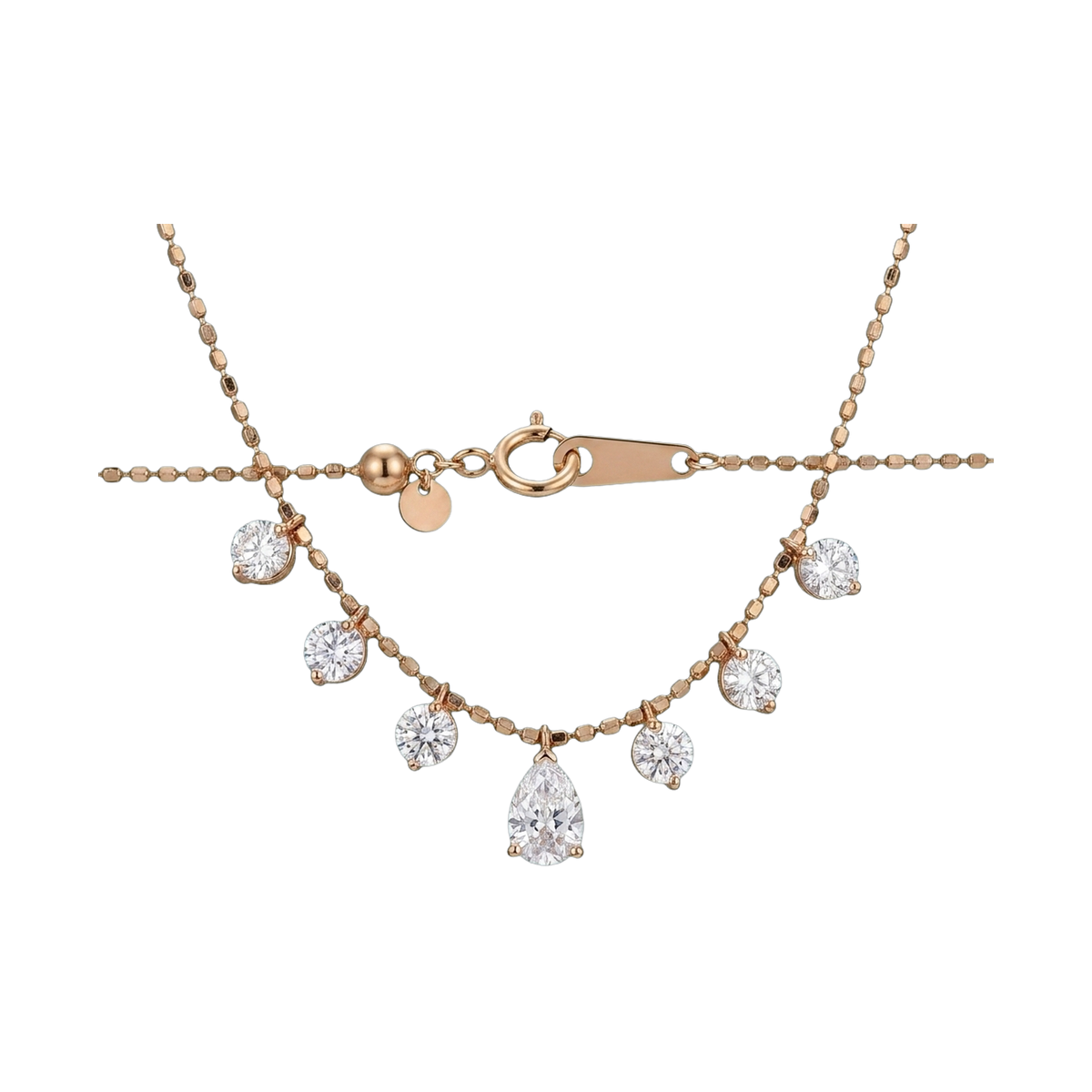 Seven-Stone Pear & Round Lab-Grown Diamond Necklace