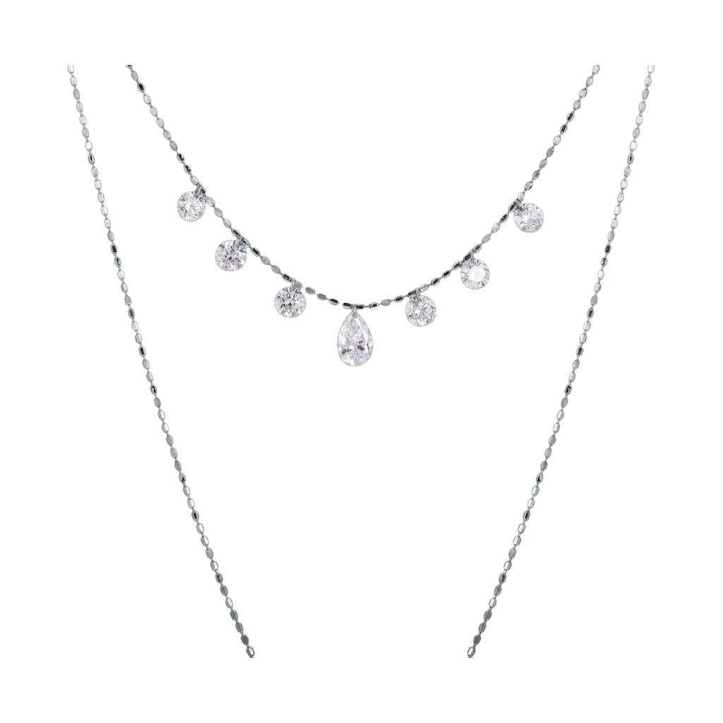 Seven-Stone Pear & Round Lab-Grown Diamond Necklace