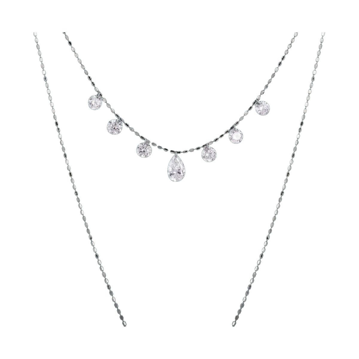 Seven-Stone Pear & Round Lab-Grown Diamond Necklace