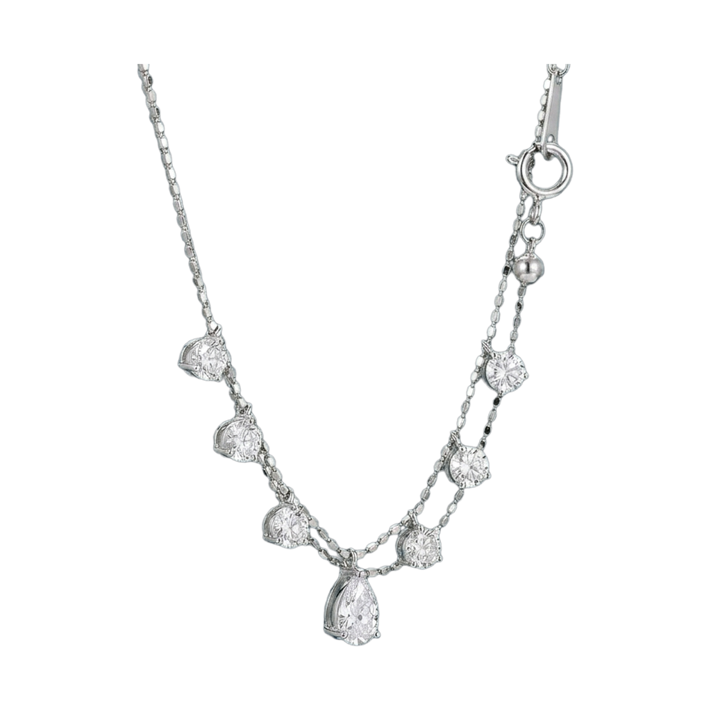 Seven-Stone Pear & Round Lab-Grown Diamond Necklace