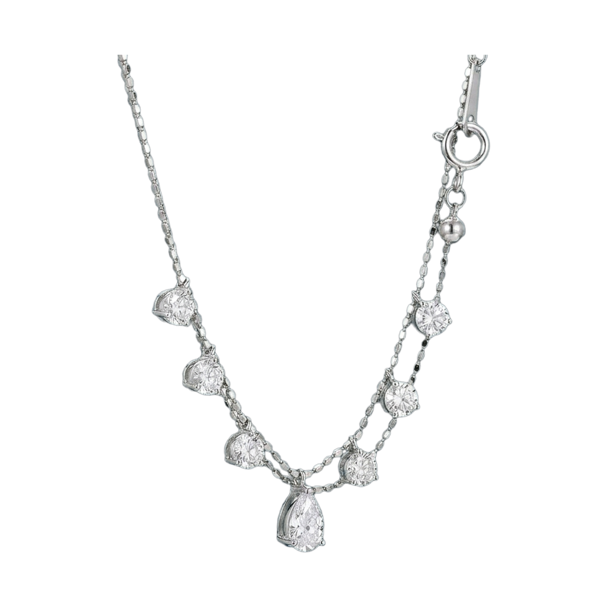 Seven-Stone Pear & Round Lab-Grown Diamond Necklace