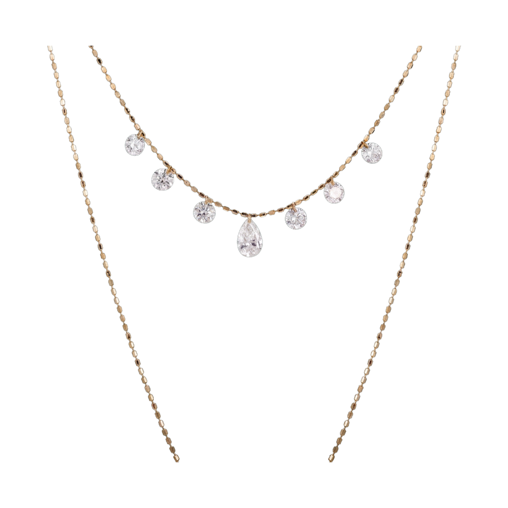 Seven-Stone Pear & Round Lab-Grown Diamond Necklace