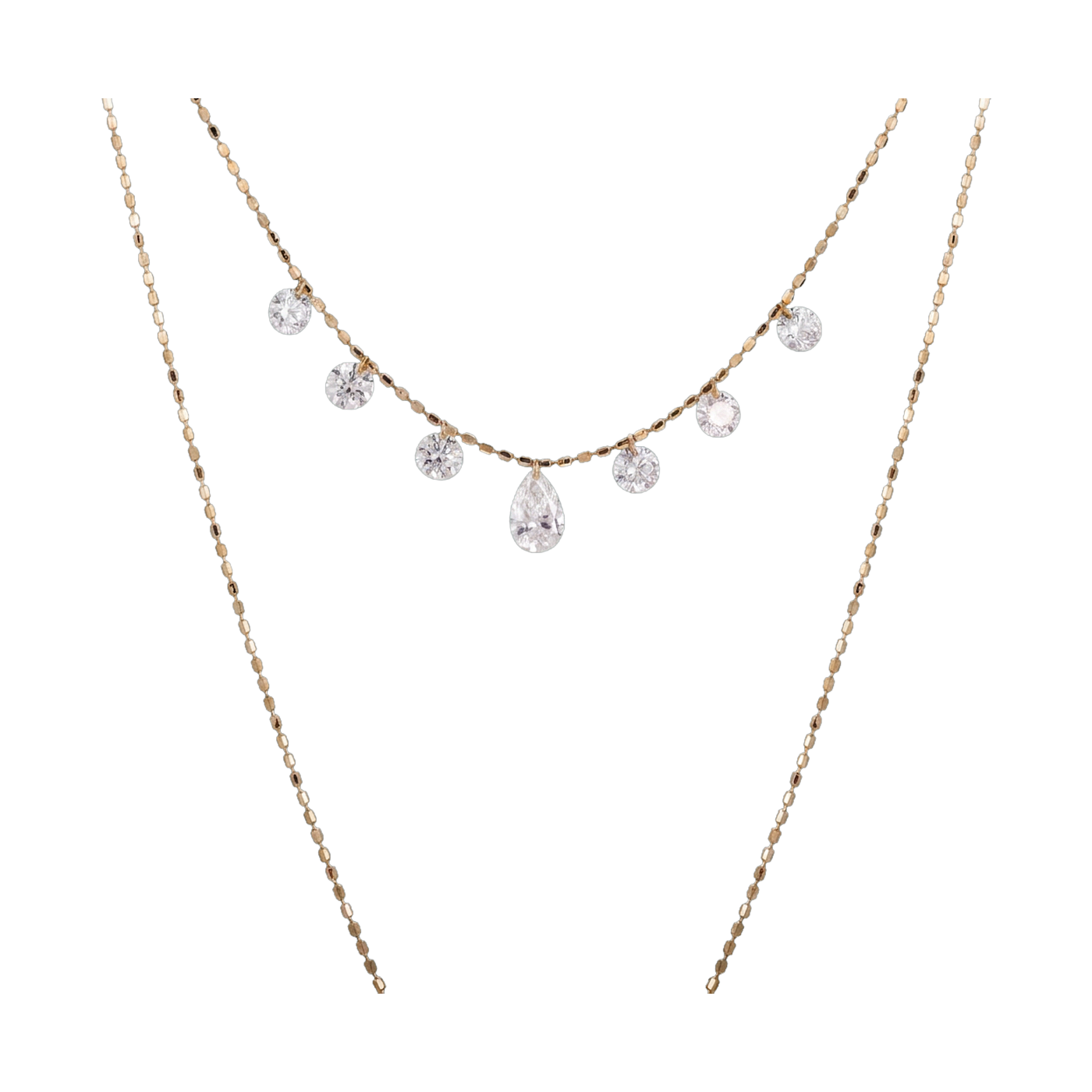 Seven-Stone Pear & Round Lab-Grown Diamond Necklace