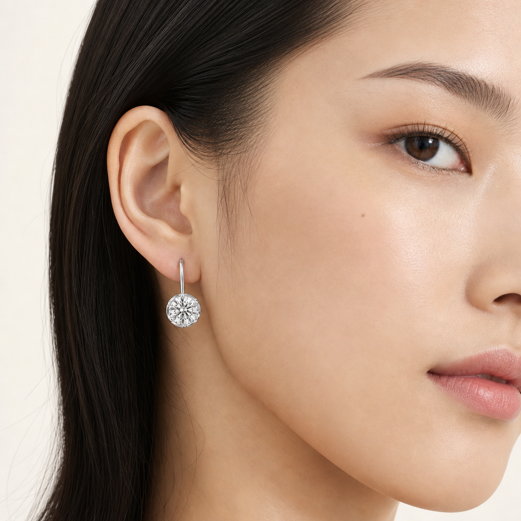 Six-Prong Lab-Grown Diamond Drop Earrings
