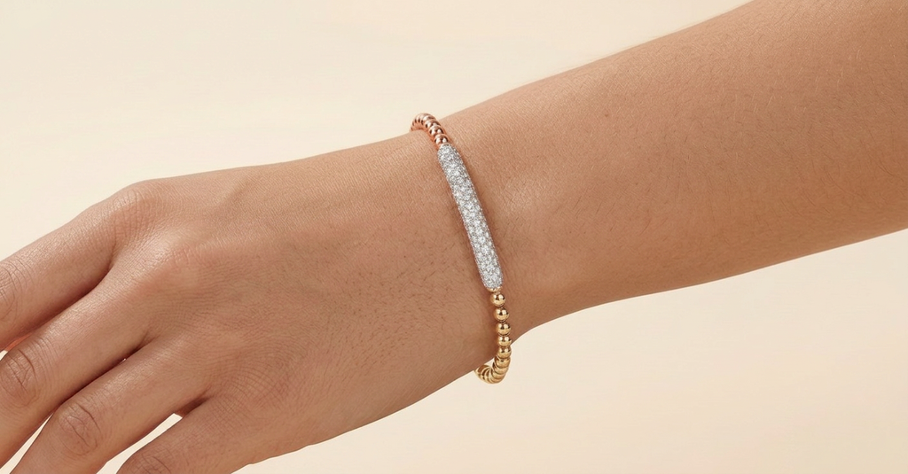 Star Chain Series Round Lab-Grown Diamond Elastic Beaded Bracelet