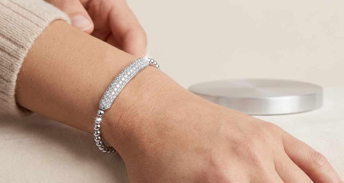 Star Chain Series Round Lab-Grown Diamond Elastic Beaded Bracelet