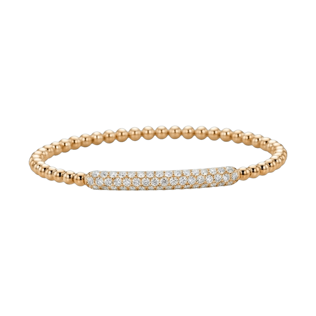 Star Chain Series Round Lab-Grown Diamond Elastic Beaded Bracelet