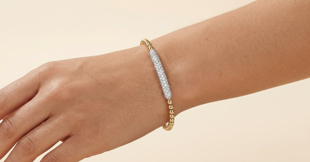 Star Chain Series Round Lab-Grown Diamond Elastic Beaded Bracelet
