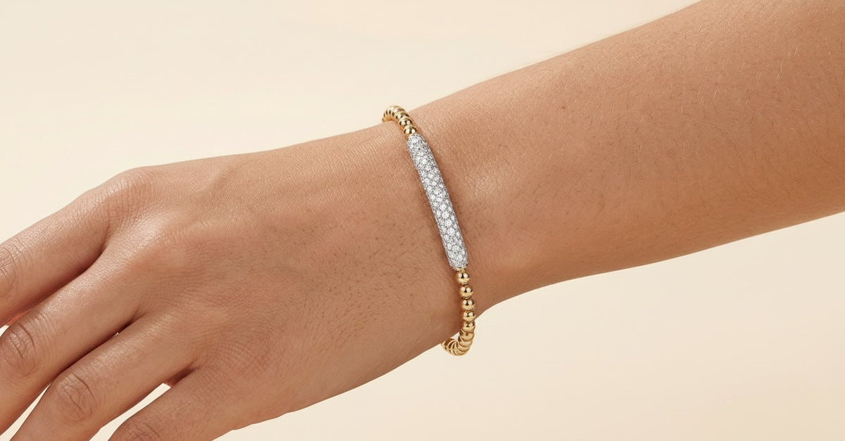 Star Chain Series Round Lab-Grown Diamond Elastic Beaded Bracelet