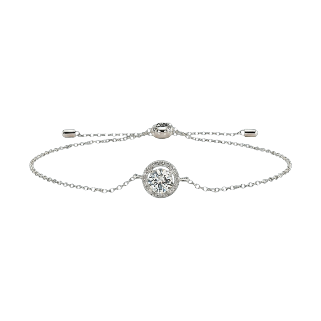 Star Ring Collection Round Rhinestone Halo Bracelet