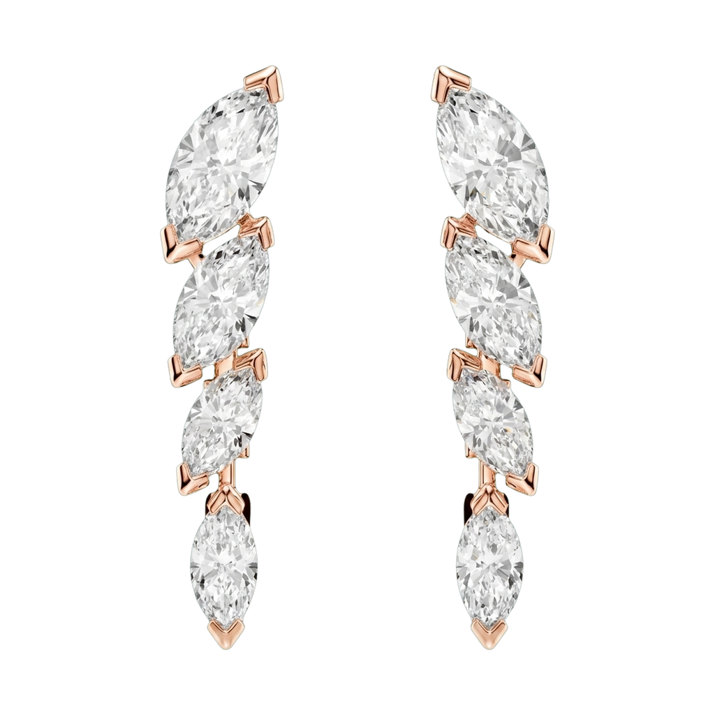 Starlight Marquise-Cut Lab-Grown Diamond Drop Earrings, Rhodium Plated