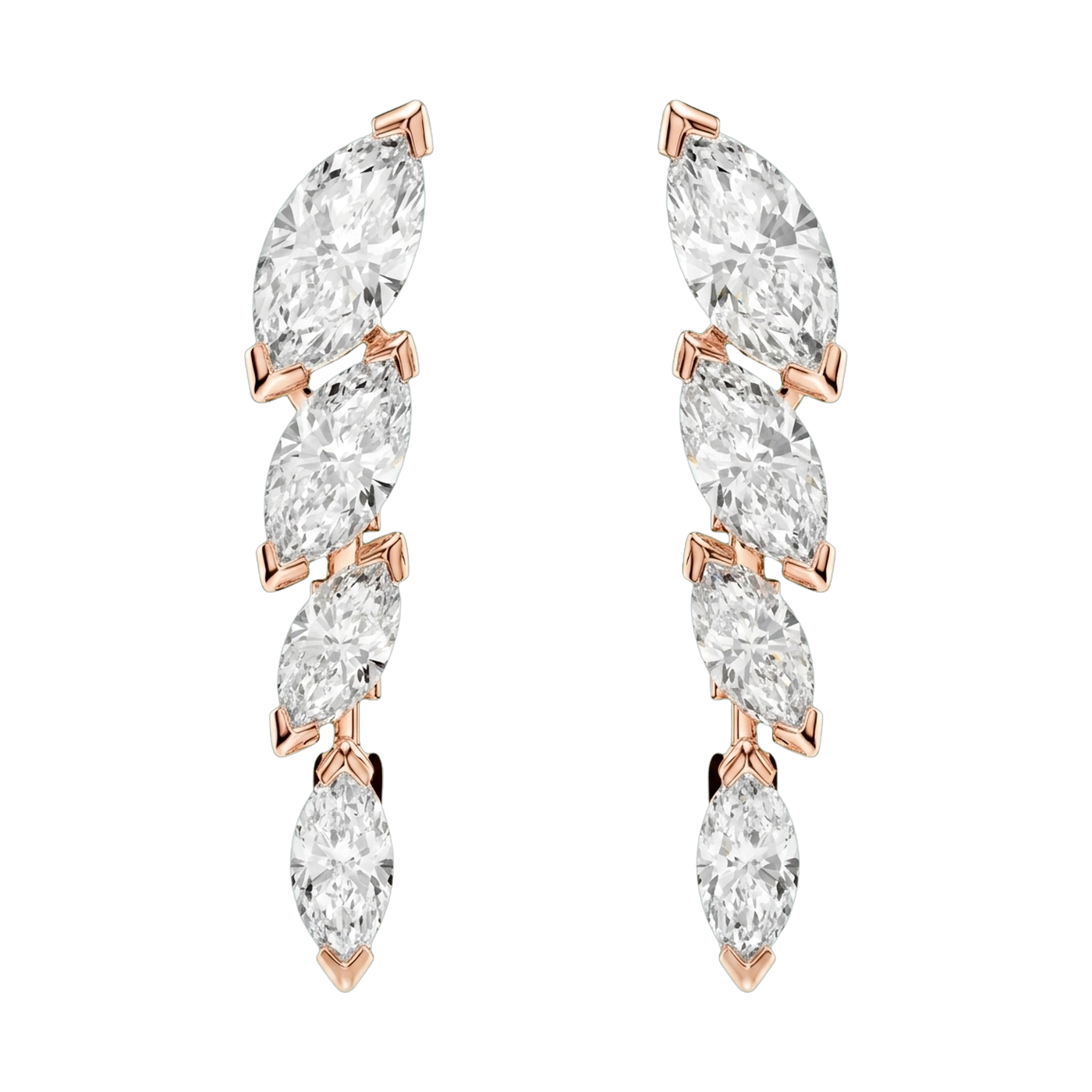 Starlight Marquise-Cut Lab-Grown Diamond Drop Earrings, Rhodium Plated