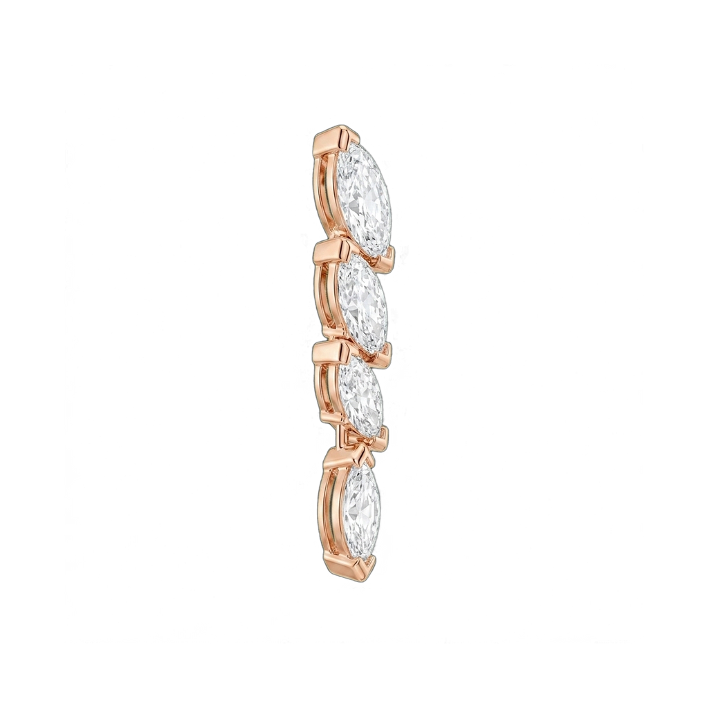 Starlight Marquise-Cut Lab-Grown Diamond Drop Earrings, Rhodium Plated