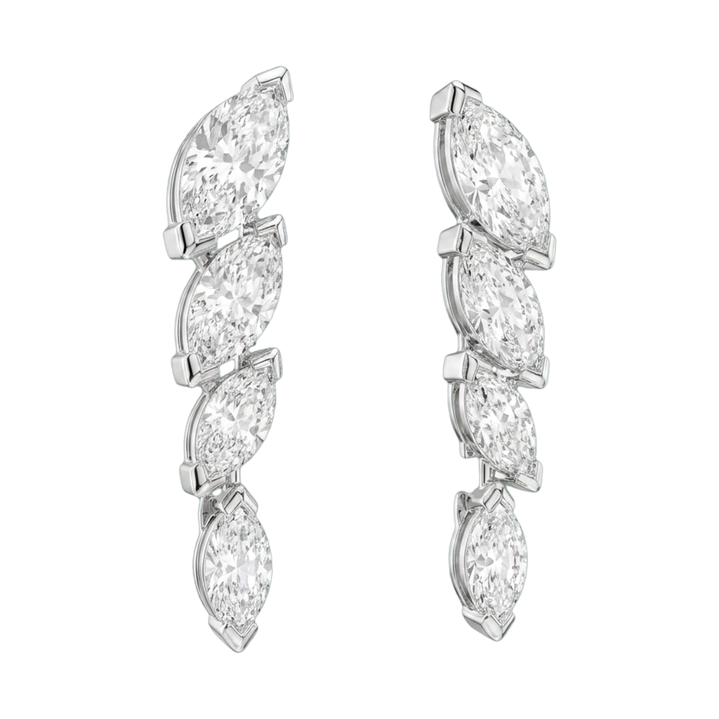 Starlight Marquise-Cut Lab-Grown Diamond Drop Earrings, Rhodium Plated