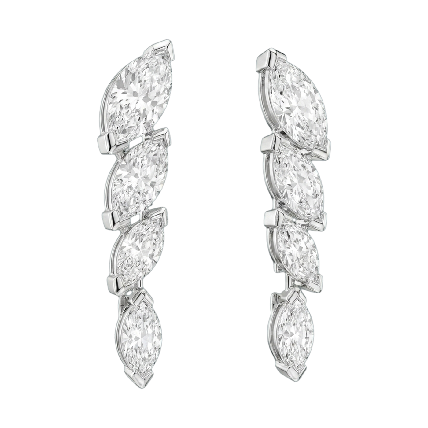 Starlight Marquise-Cut Lab-Grown Diamond Drop Earrings, Rhodium Plated