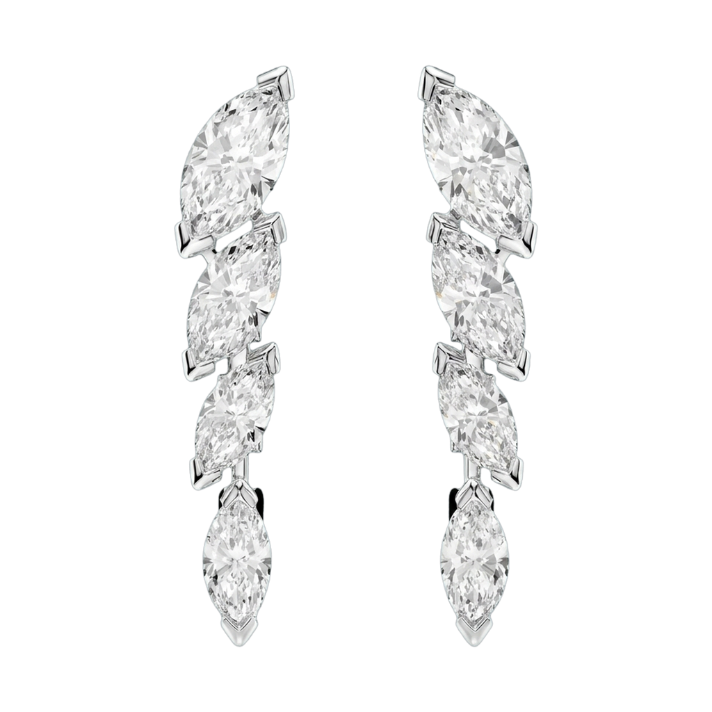 Starlight Marquise-Cut Lab-Grown Diamond Drop Earrings, Rhodium Plated