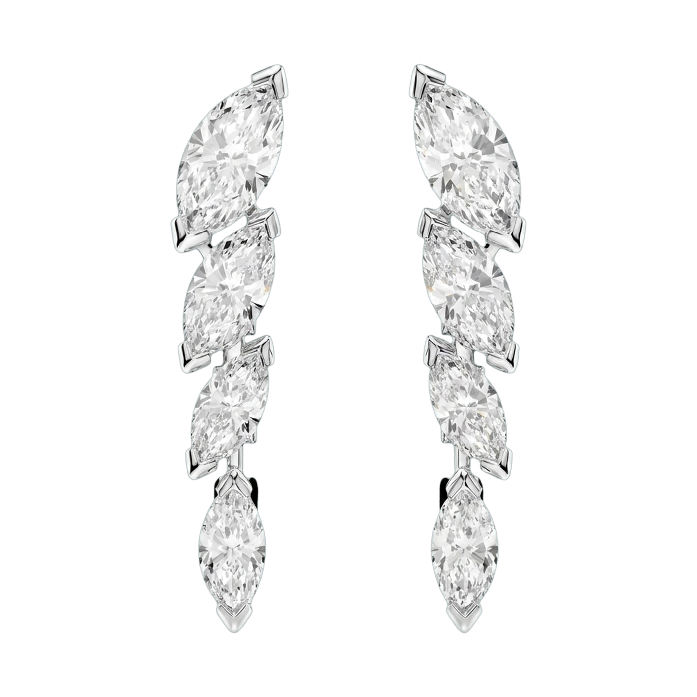 Starlight Marquise-Cut Lab-Grown Diamond Drop Earrings, Rhodium Plated