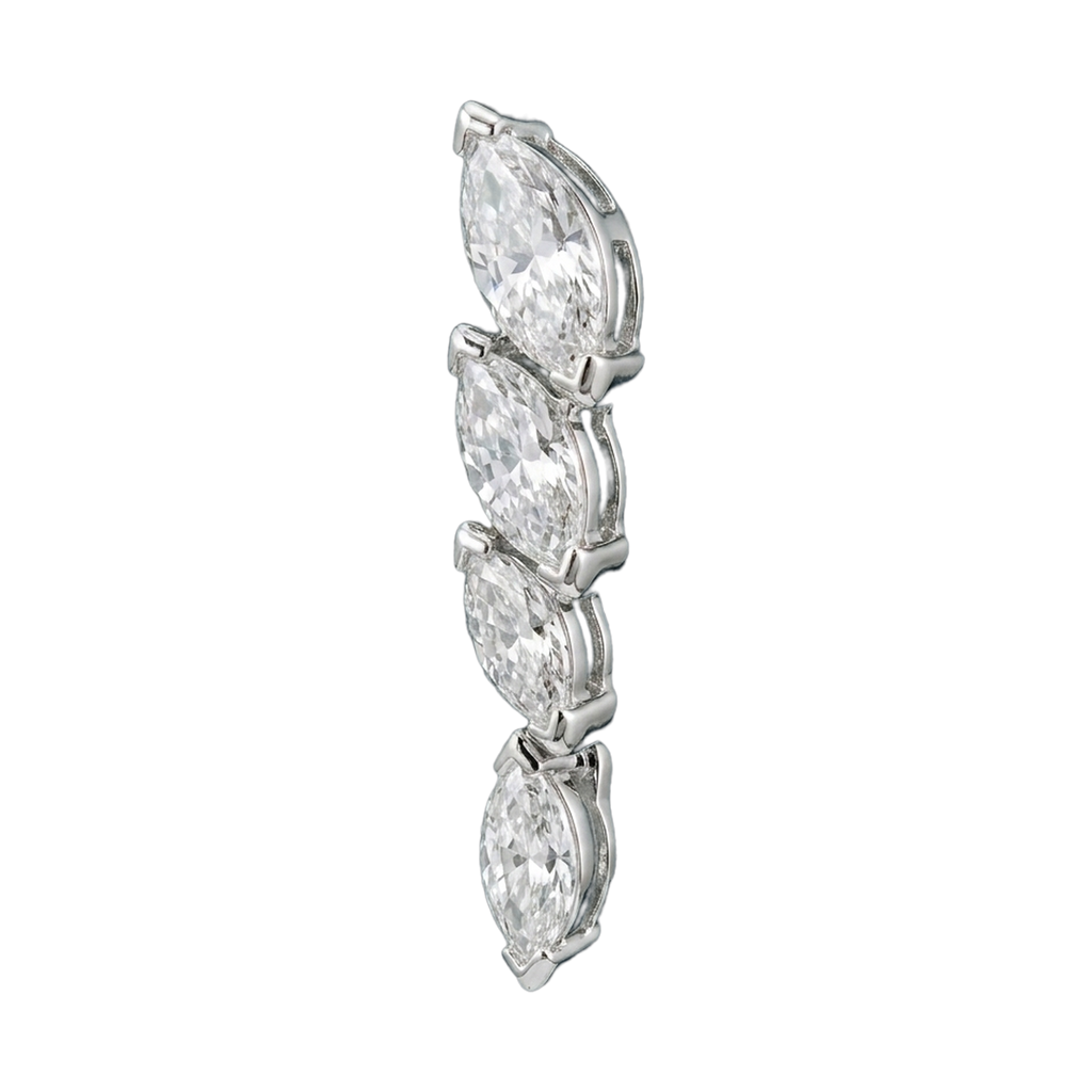 Starlight Marquise-Cut Lab-Grown Diamond Drop Earrings, Rhodium Plated