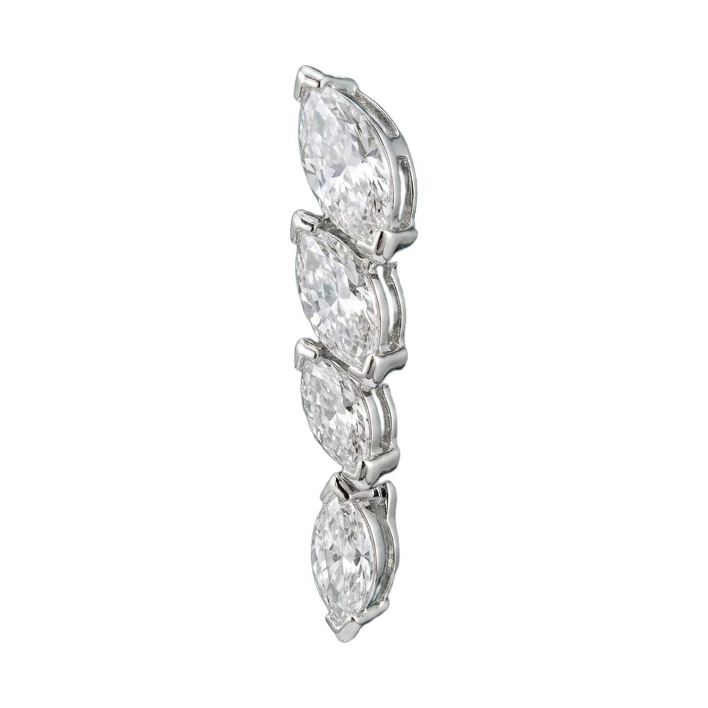 Starlight Marquise-Cut Lab-Grown Diamond Drop Earrings, Rhodium Plated