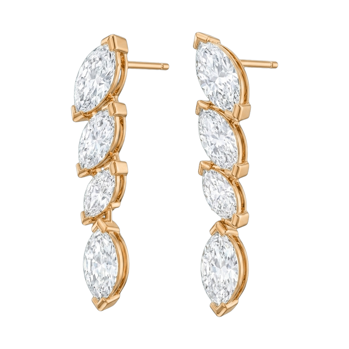 Starlight Marquise-Cut Lab-Grown Diamond Drop Earrings, Rhodium Plated