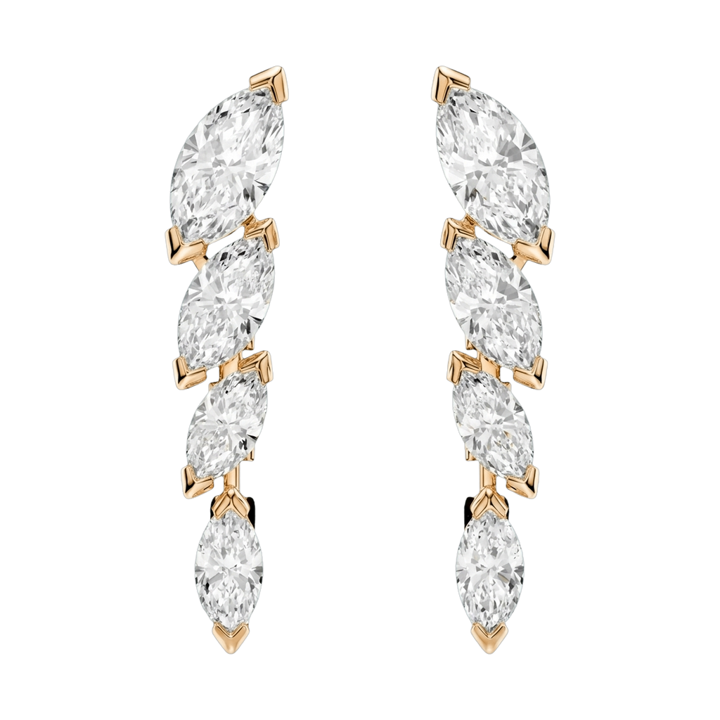 Starlight Marquise-Cut Lab-Grown Diamond Drop Earrings, Rhodium Plated