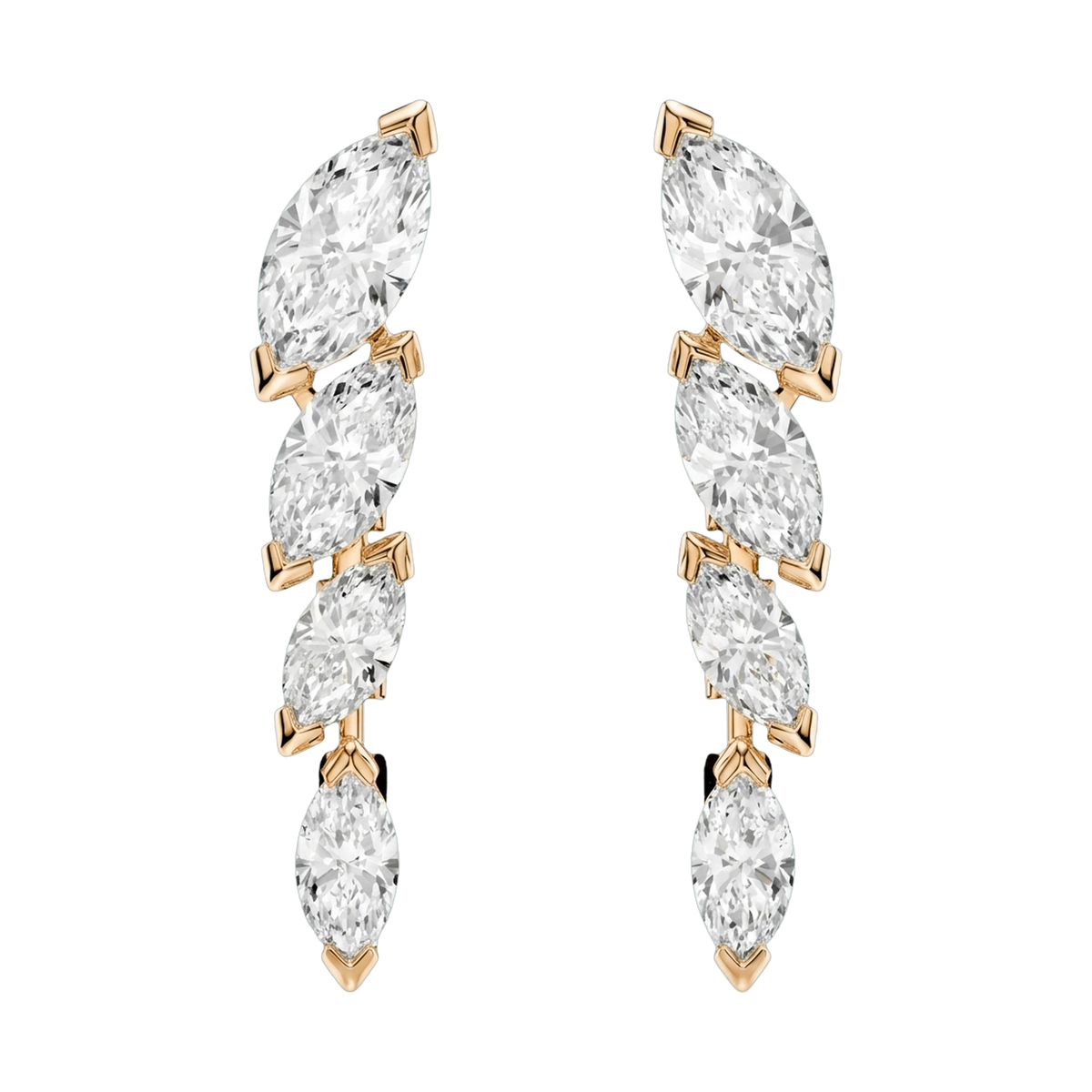 Starlight Marquise-Cut Lab-Grown Diamond Drop Earrings, Rhodium Plated