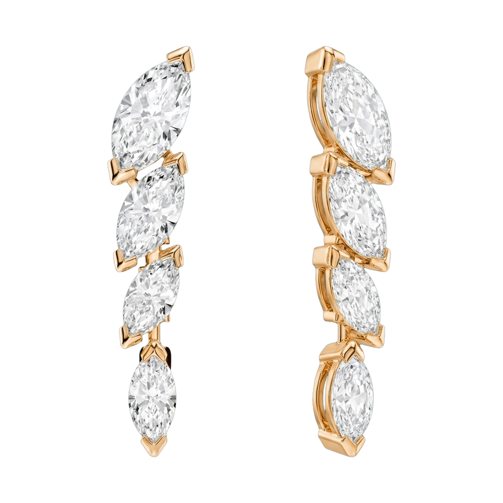 Starlight Marquise-Cut Lab-Grown Diamond Drop Earrings, Rhodium Plated