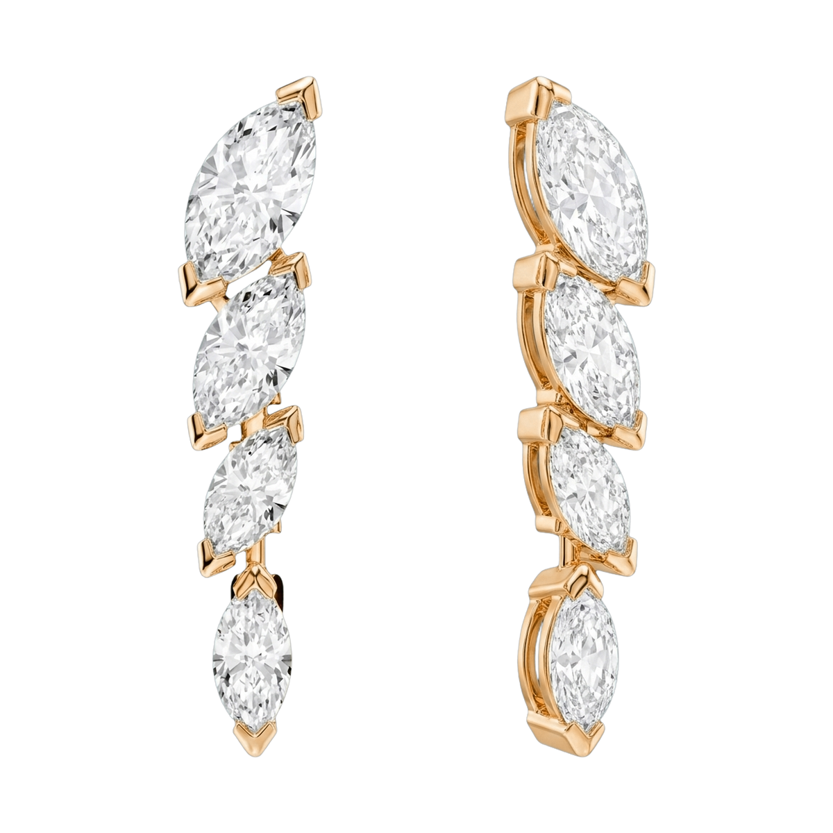 Starlight Marquise-Cut Lab-Grown Diamond Drop Earrings, Rhodium Plated