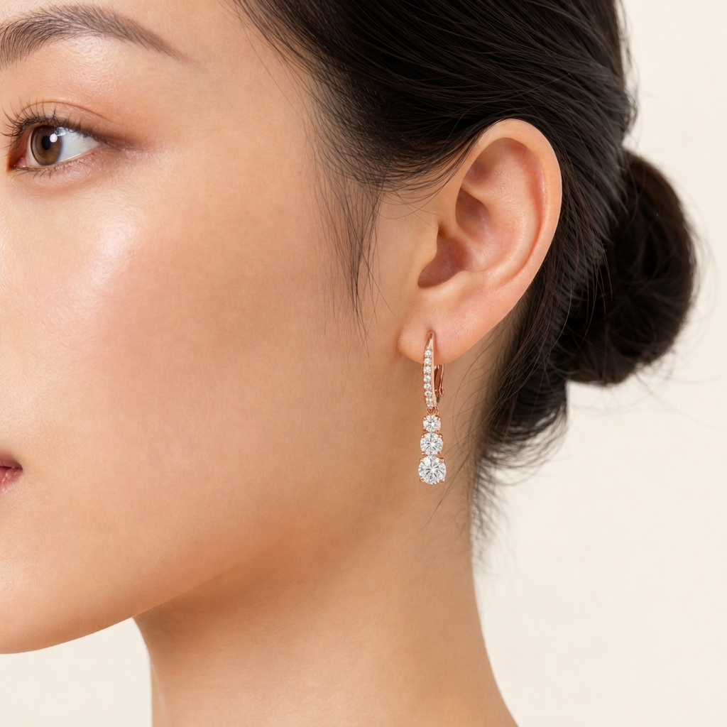 Stilla Lab-Grown Diamond Pavé Hoop Earrings, Rhodium Plated