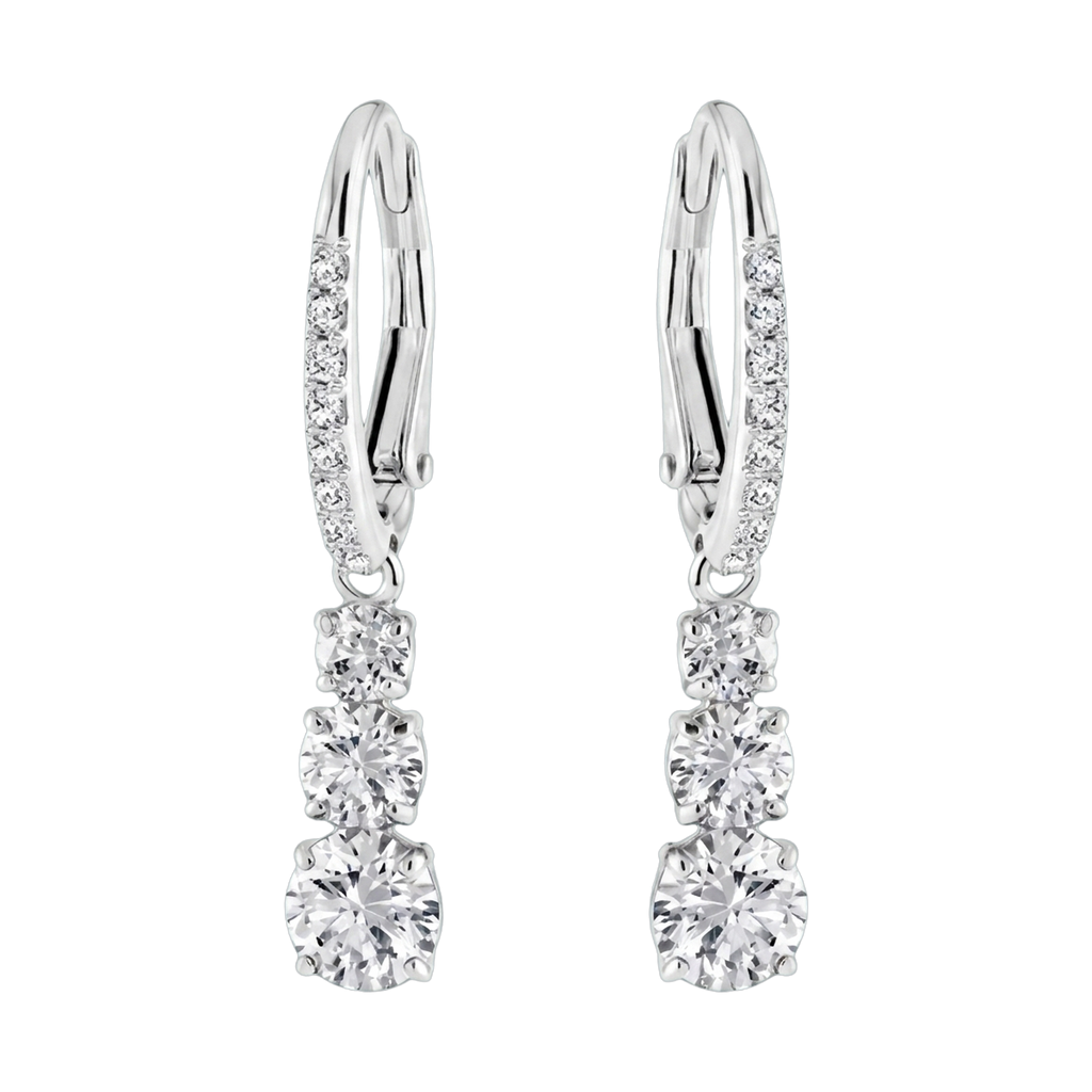 Stilla Lab-Grown Diamond Pavé Hoop Earrings, Rhodium Plated