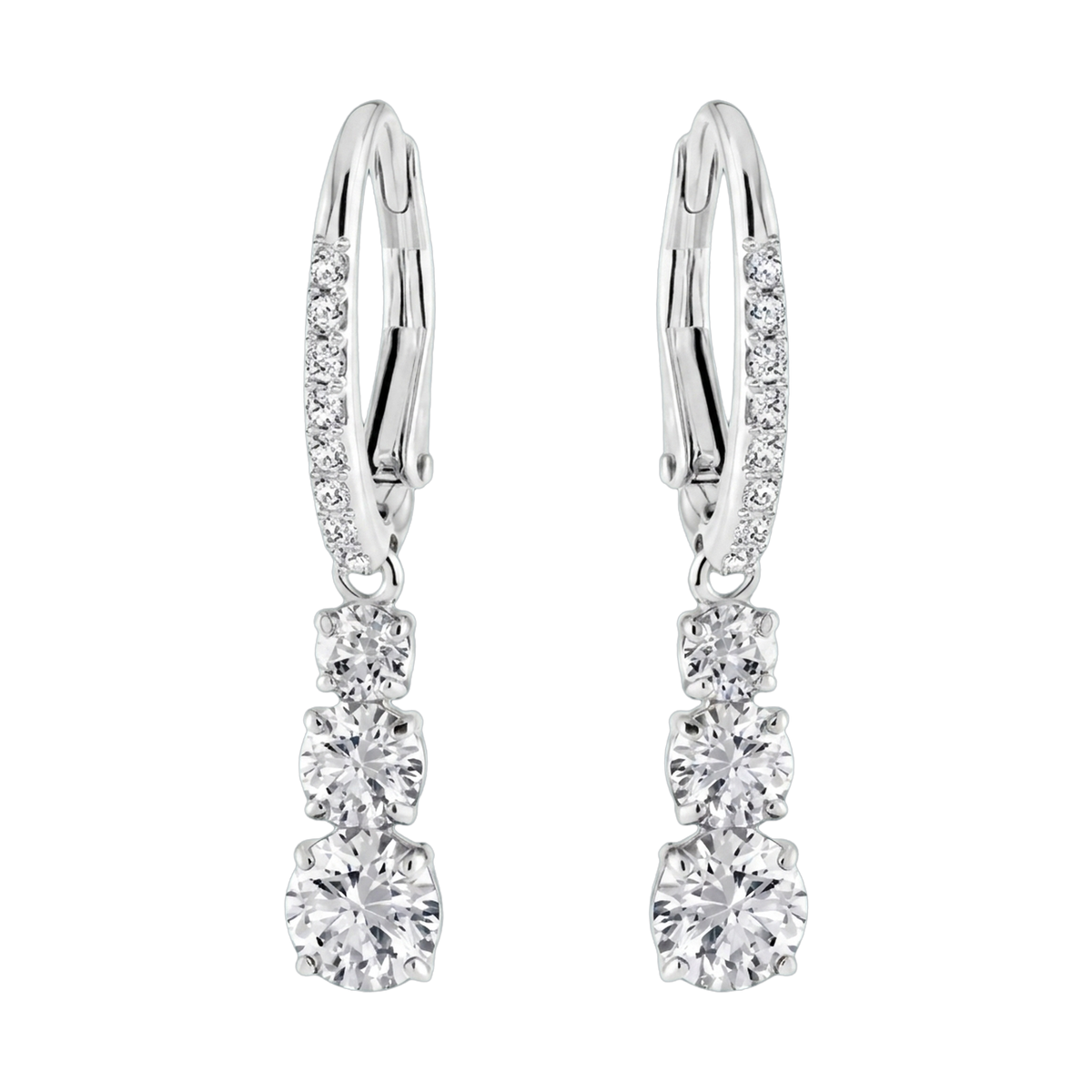 Stilla Lab-Grown Diamond Pavé Hoop Earrings, Rhodium Plated