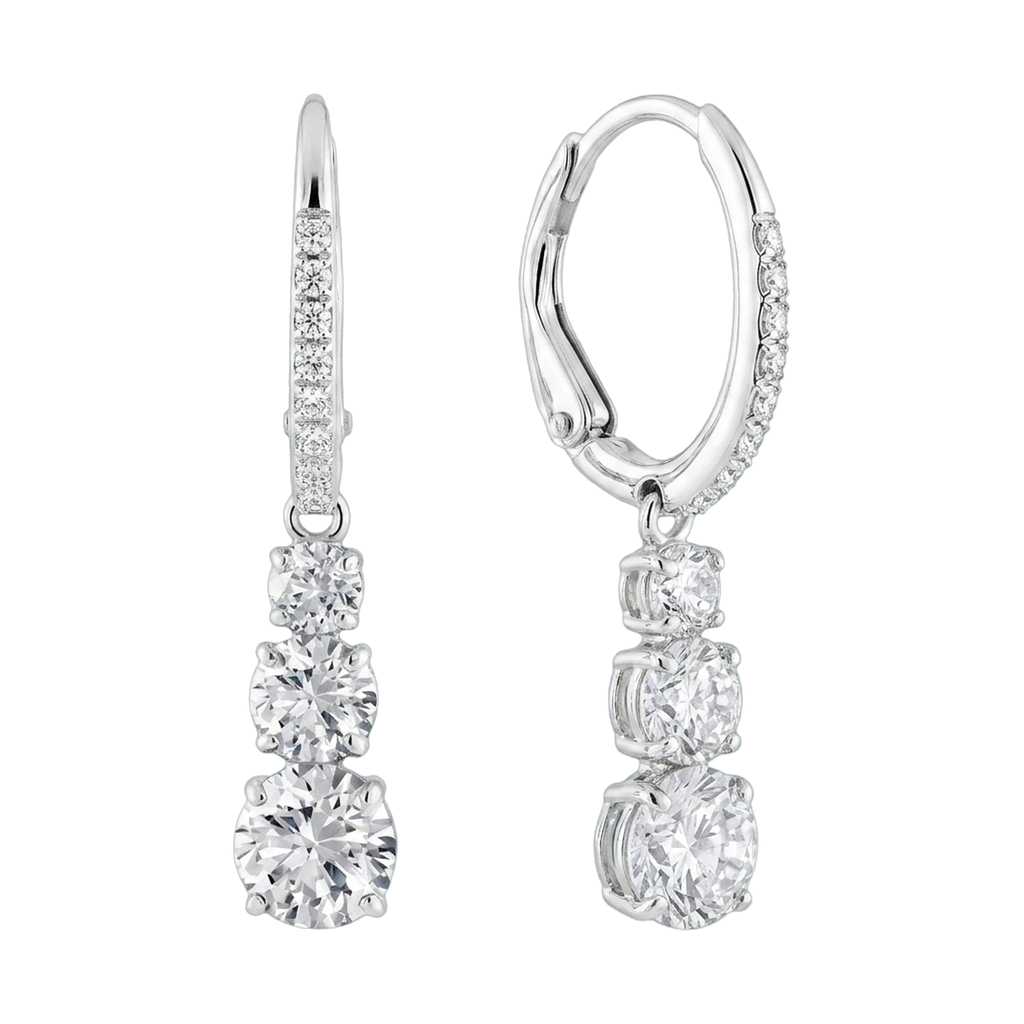Stilla Lab-Grown Diamond Pavé Hoop Earrings, Rhodium Plated