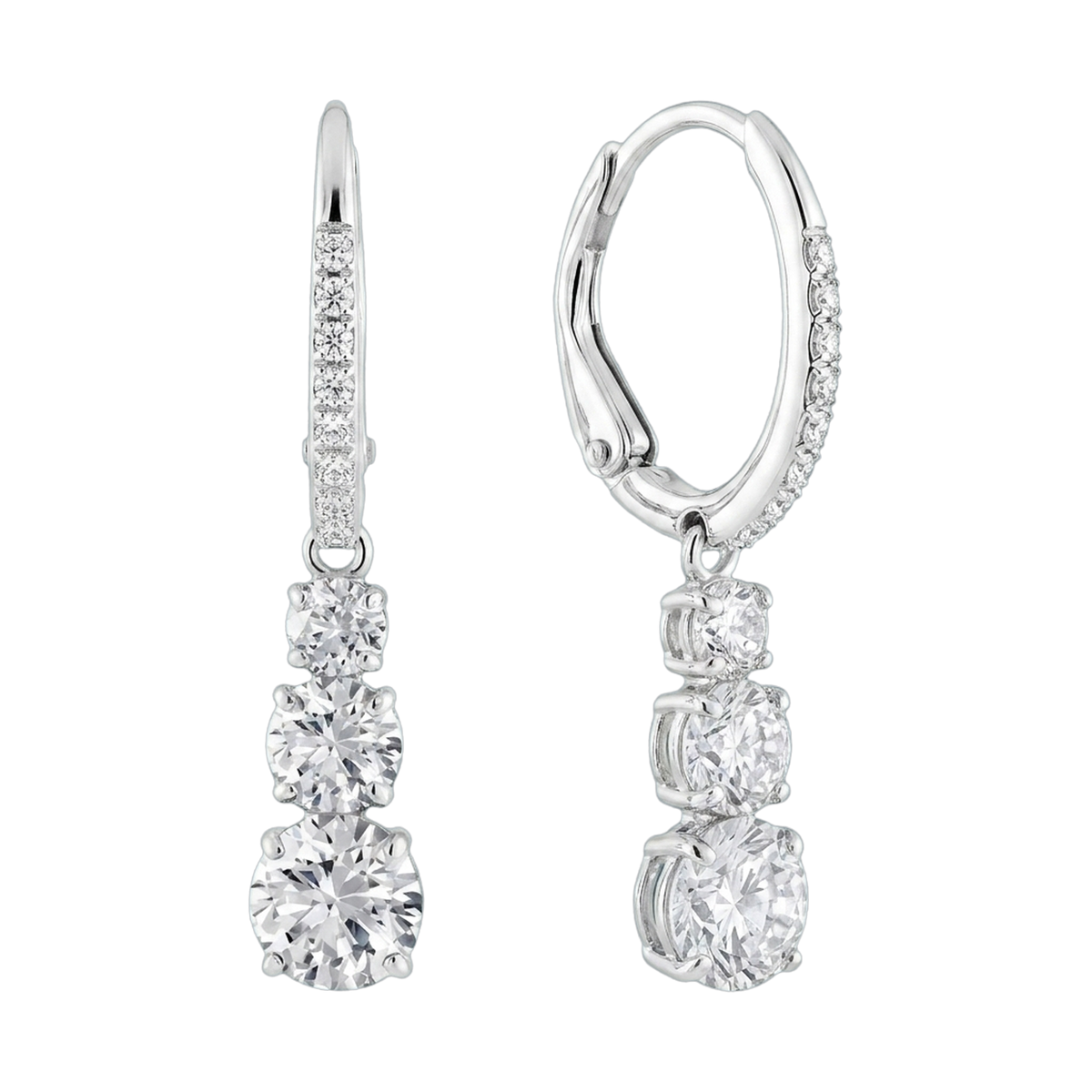 Stilla Lab-Grown Diamond Pavé Hoop Earrings, Rhodium Plated