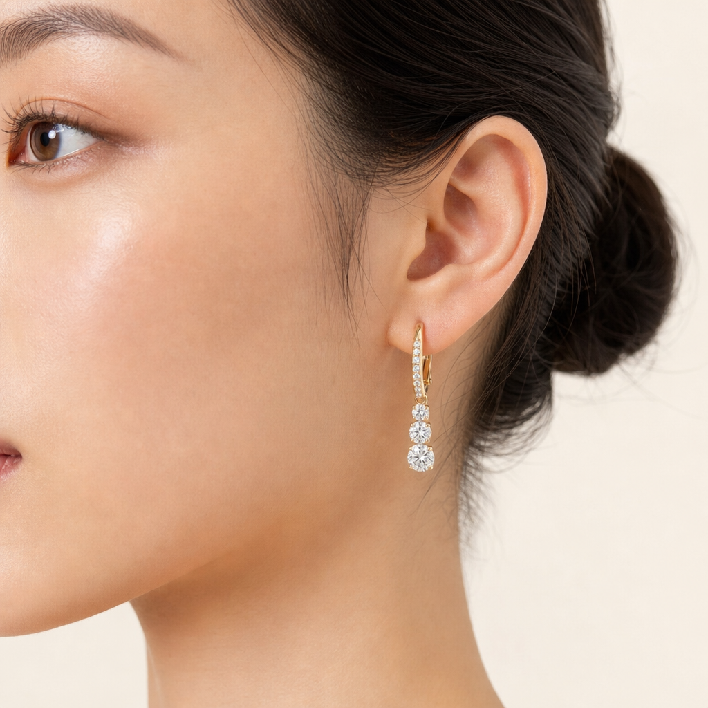 Stilla Lab-Grown Diamond Pavé Hoop Earrings, Rhodium Plated