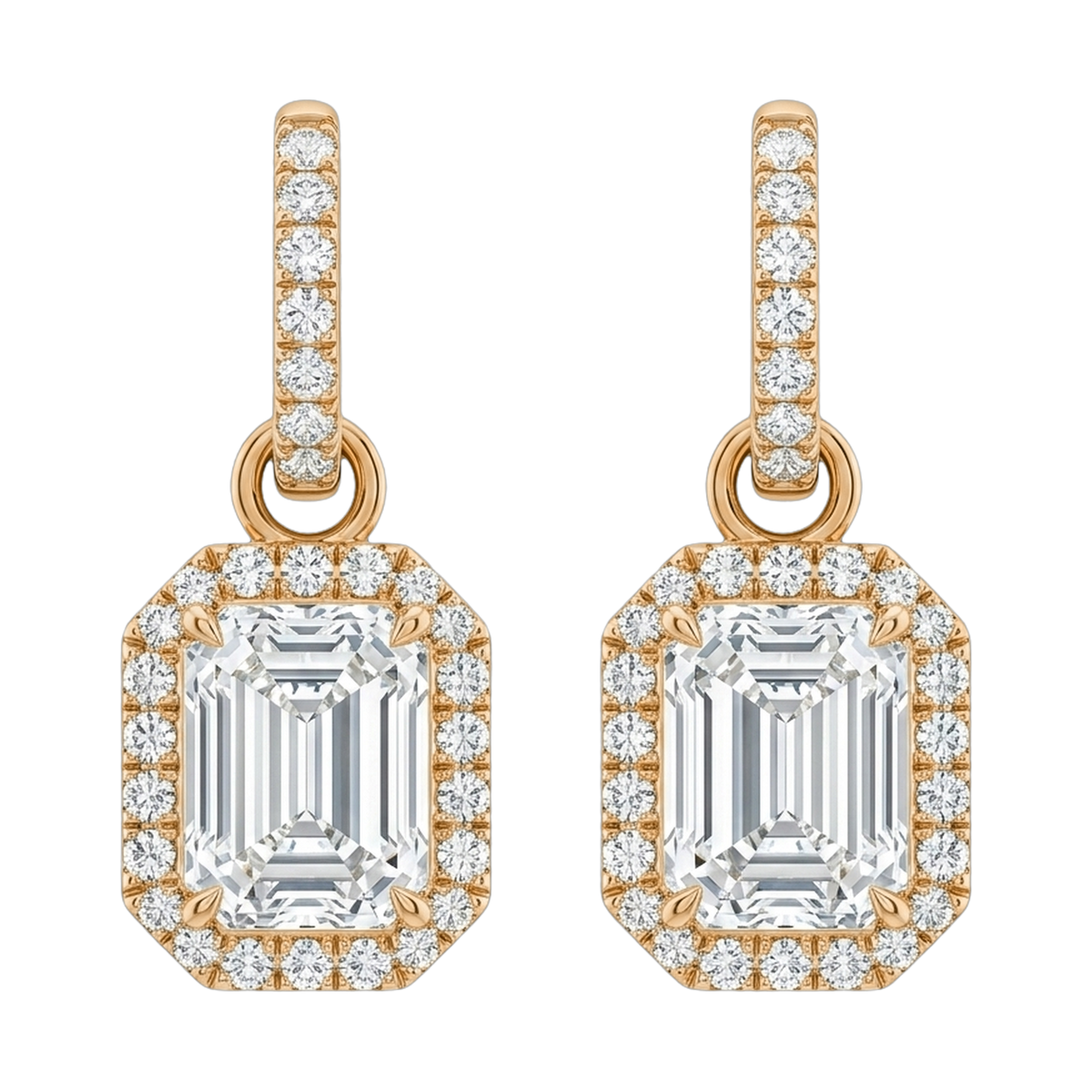 Una Lab-Grown Diamond Octagon Drop Earrings, Rhodium Plated