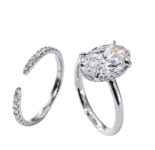 Tensora Stellar Oval-Cut Large Lab-Grown Diamond Engagement Ring in white gold, view 1