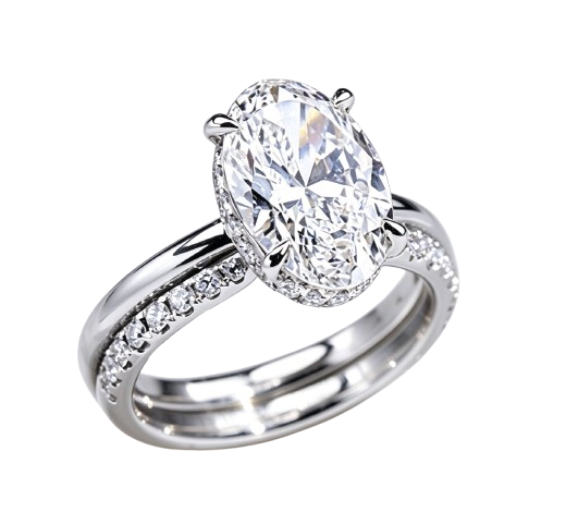 Tensora Stellar Oval-Cut Large Lab-Grown Diamond Engagement Ring in white gold, view 2