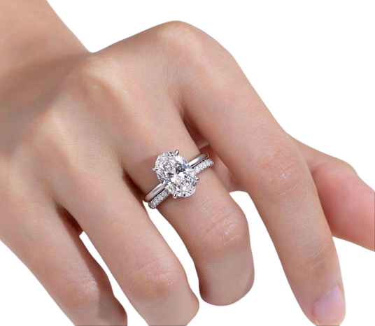 Tensora Stellar Oval-Cut Large Lab-Grown Diamond Engagement Ring in white gold, view 3