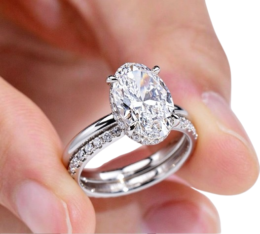 Tensora Stellar Oval-Cut Large Lab-Grown Diamond Engagement Ring in white gold, view 4