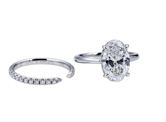 Tensora Stellar Oval-Cut Large Lab-Grown Diamond Engagement Ring in white gold, view 5