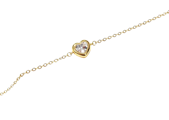 Tensora Heart Bezel-Set Lab-Grown Diamond Bracelet in yellow gold, view 2