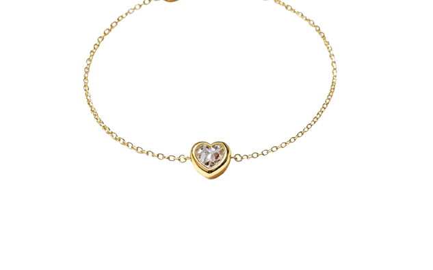 Tensora Heart Bezel-Set Lab-Grown Diamond Bracelet in yellow gold, view 3