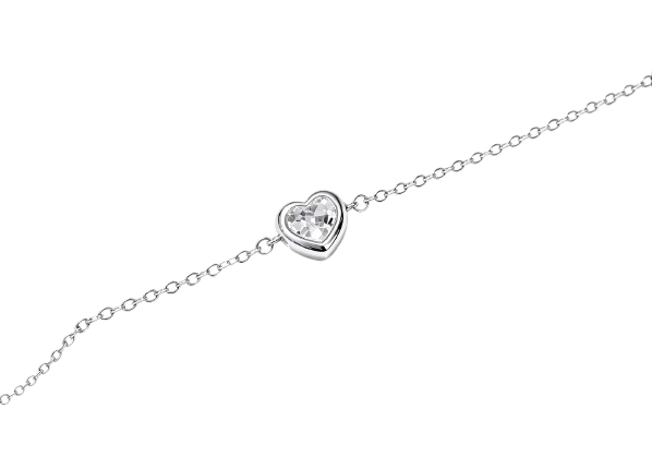Tensora Heart Bezel-Set Lab-Grown Diamond Bracelet in white gold, view 2
