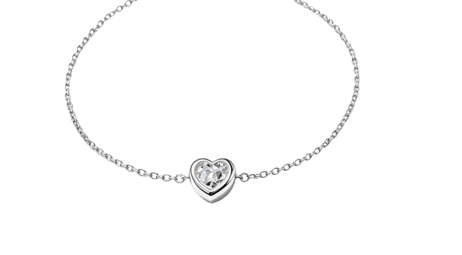 Tensora Heart Bezel-Set Lab-Grown Diamond Bracelet in white gold, view 3