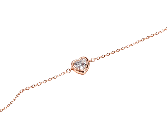 Tensora Heart Bezel-Set Lab-Grown Diamond Bracelet in rose gold, view 2