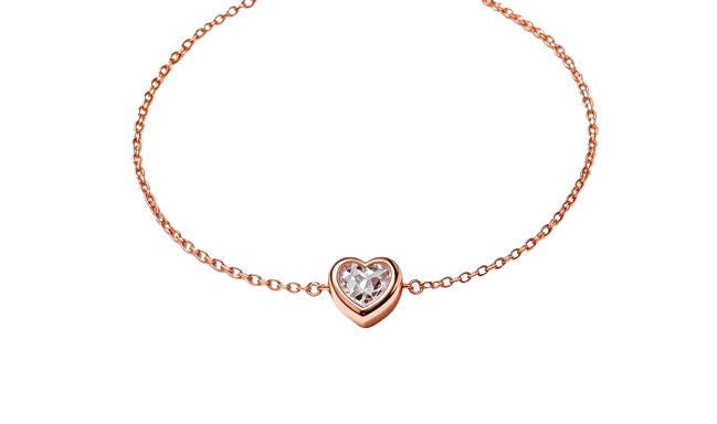 Tensora Heart Bezel-Set Lab-Grown Diamond Bracelet in rose gold, view 3