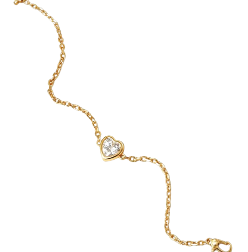 Tensora Heart Bezel-Set Lab-Grown Diamond Bracelet in yellow gold, view 4